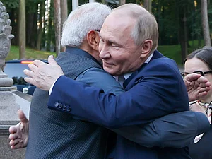 X/@narendramodi
: Prime Minister Narendra Modi's hug with Russian President Vladimir Putin during his Moscow visit in July this year